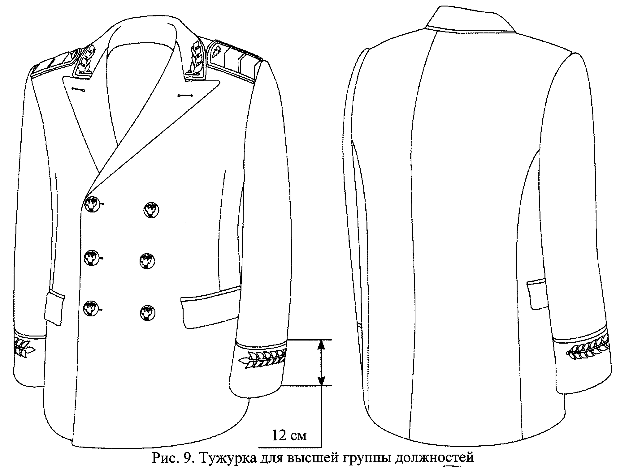 Двубортная домашняя или форменная куртка. Китель. Технический рисунок пиджака. Пиджак мужской рисунок. Технический эскиз пиджака сбоку.