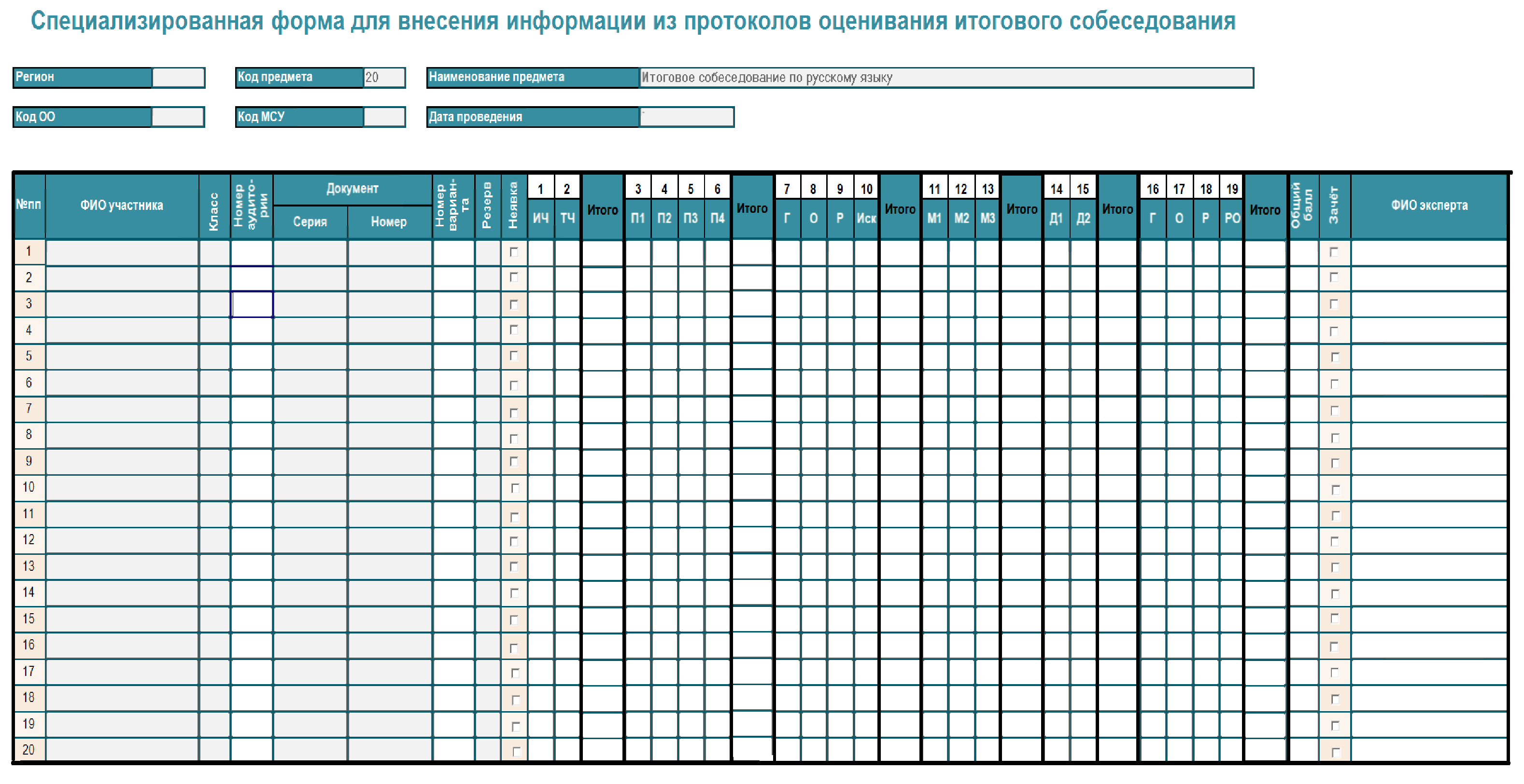 Итоговый учет результатов